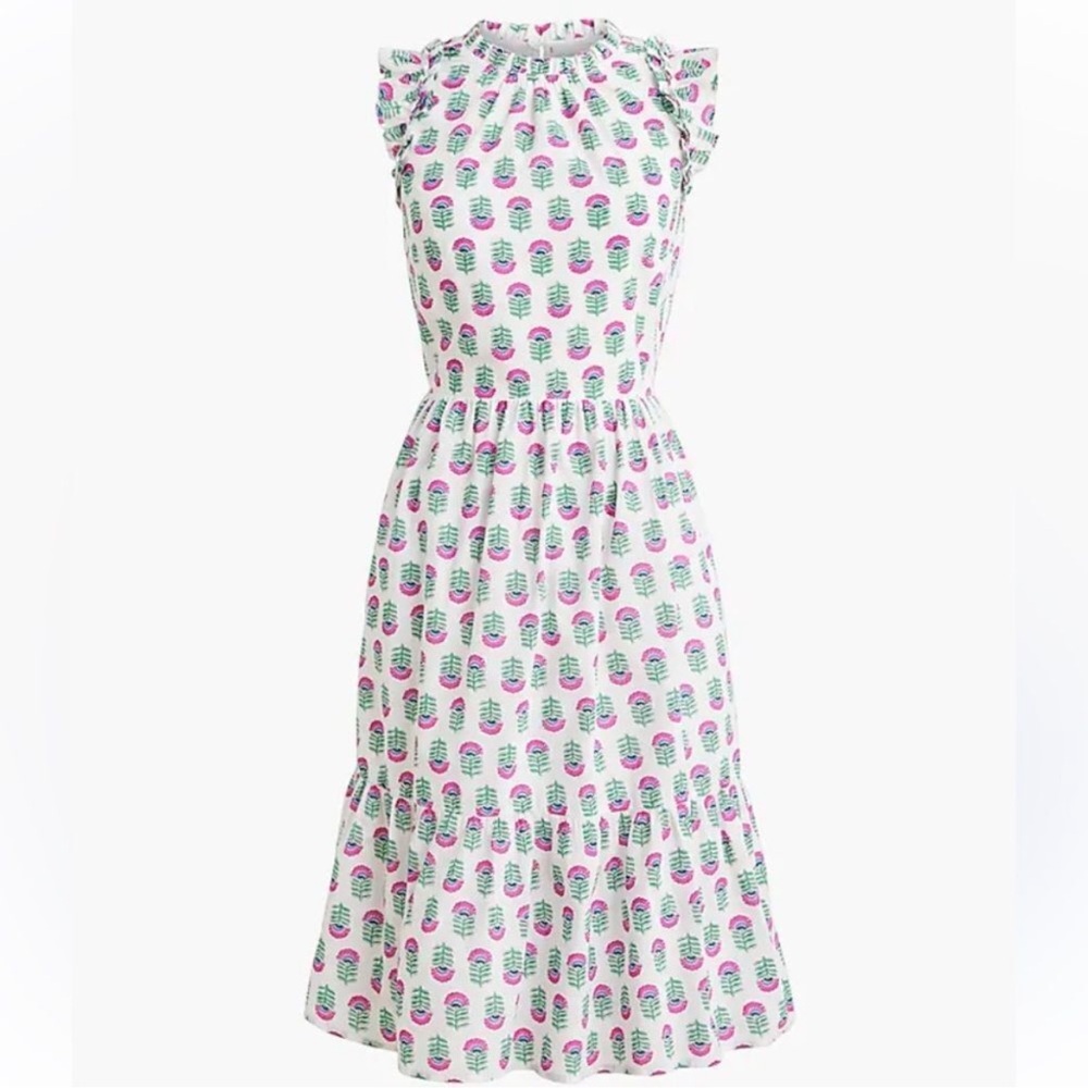 J. Crew White Floral Cotton Dress Size 12 NWT - Picture 2 of 10